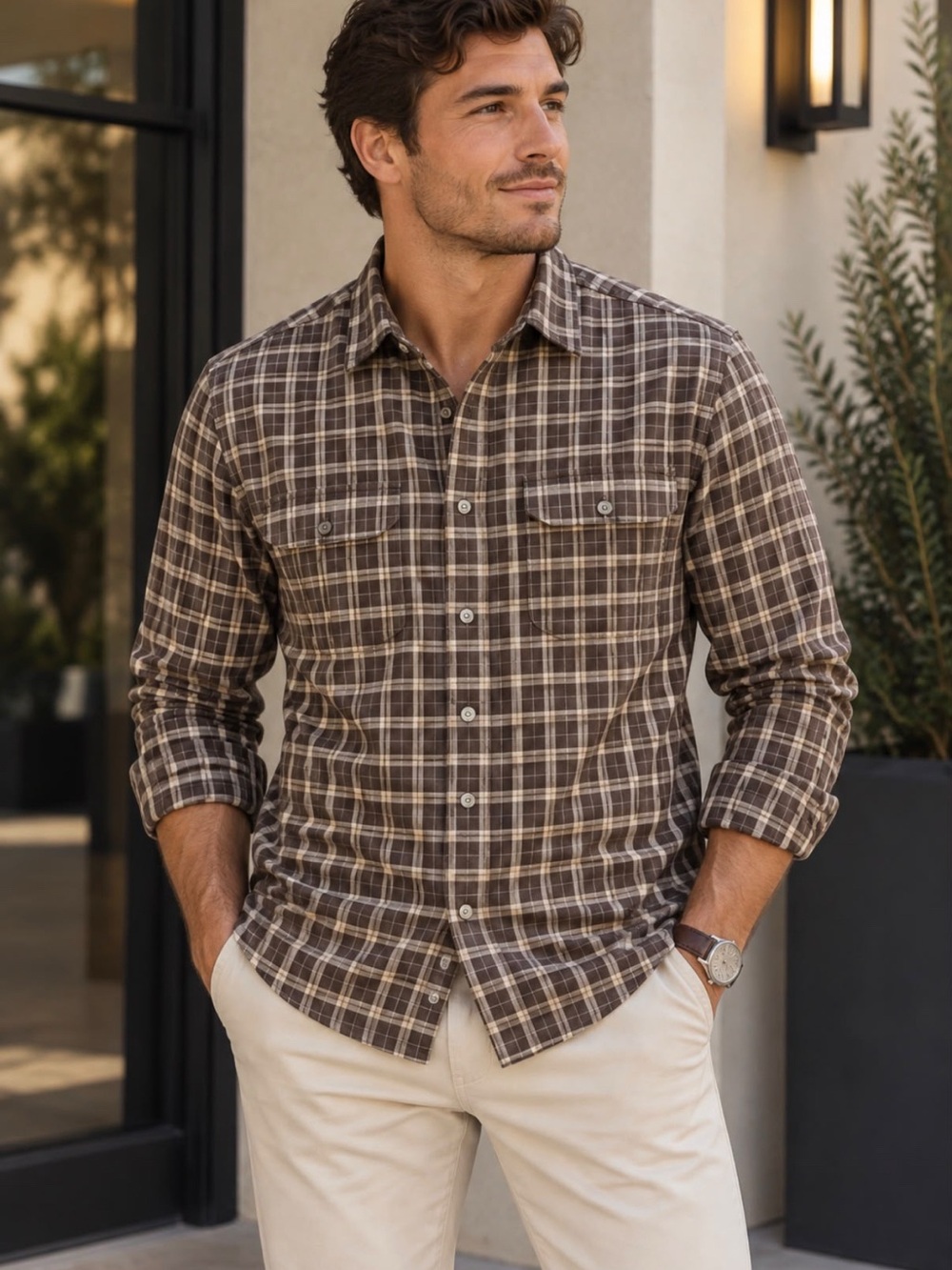Apt. 9 Brown Plaid Button-Down Shirt